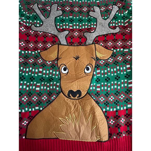 Adult Small Ugly Christmas Sweater Deer with Drink Holder Pocket - Picture 4 of 5